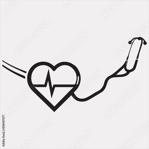 The stethoscope symbol health logo silhouette vector on a white background