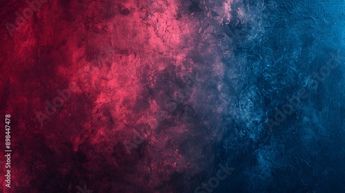 Dark blue red grainy background with vibrant noise texture for gradient abstract retro poster design © Matthias