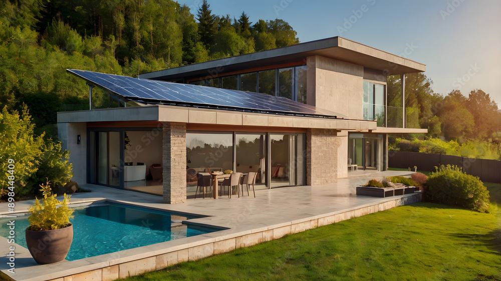 Fototapeta premium House with solar panels