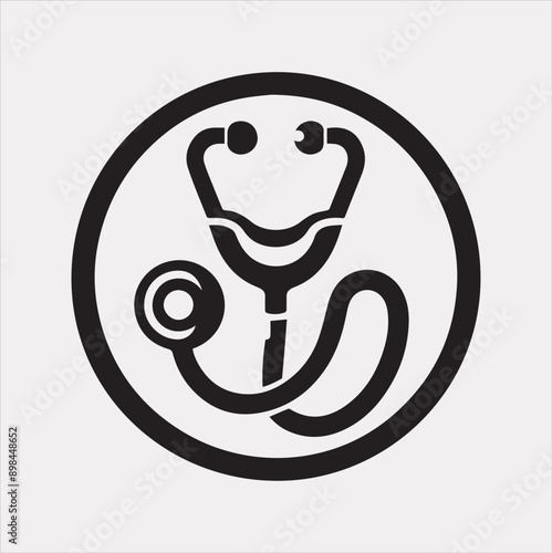 The stethoscope symbol health logo silhouette vector on a white background