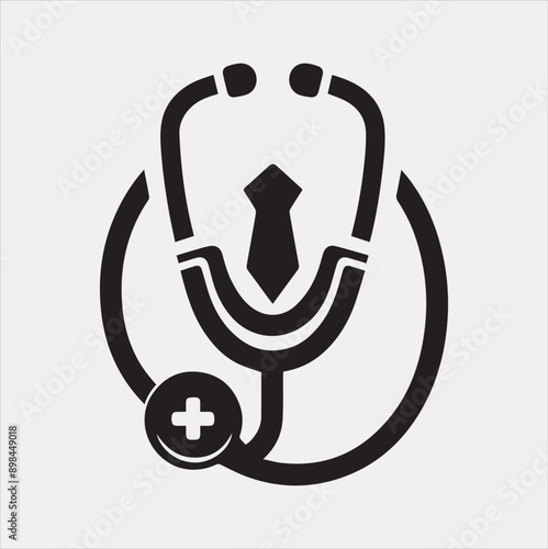 The stethoscope symbol health logo silhouette vector on a white background