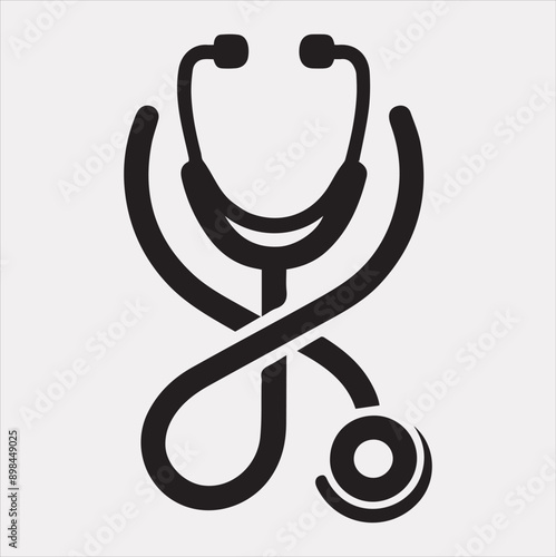 The stethoscope symbol health logo silhouette vector on a white background