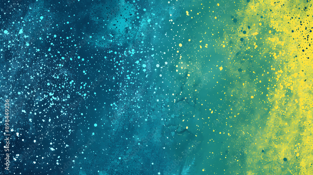 Obraz premium Neon teal yellow grainy gradient background with colorful noise texture for summer banner design