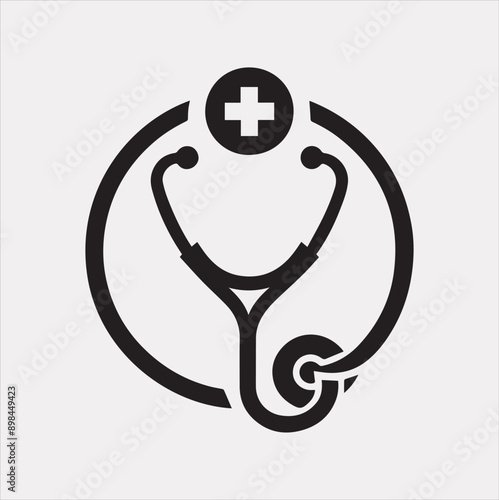 The stethoscope symbol health logo silhouette vector on a white background