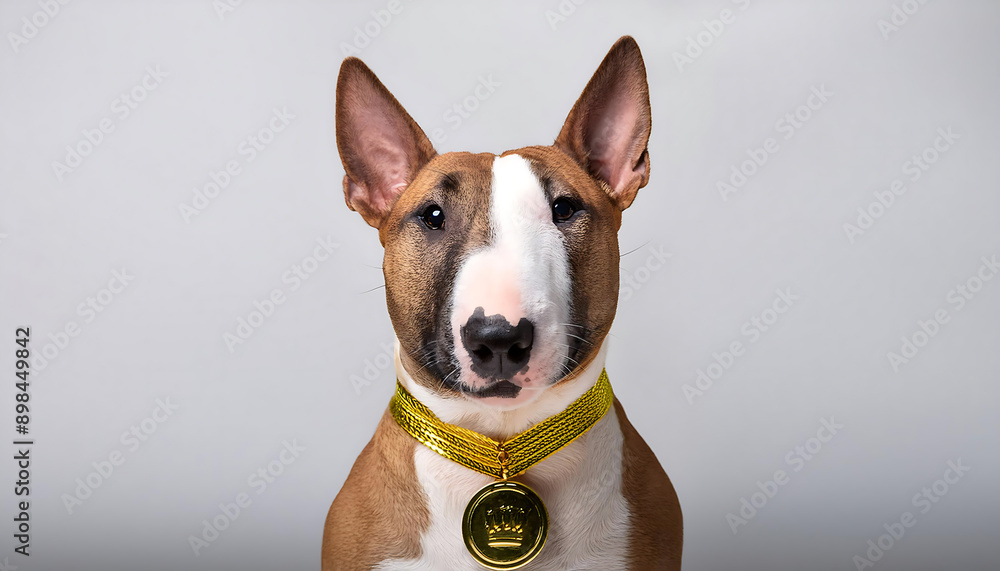 Bull Terrier Wearing Gold Medal Bull Terrier Wearing Gold Medal
