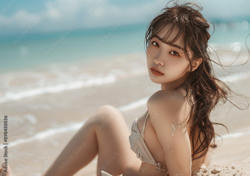 Relaxed Woman Enjoying the Beach Relaxed Woman Enjoying the Beach