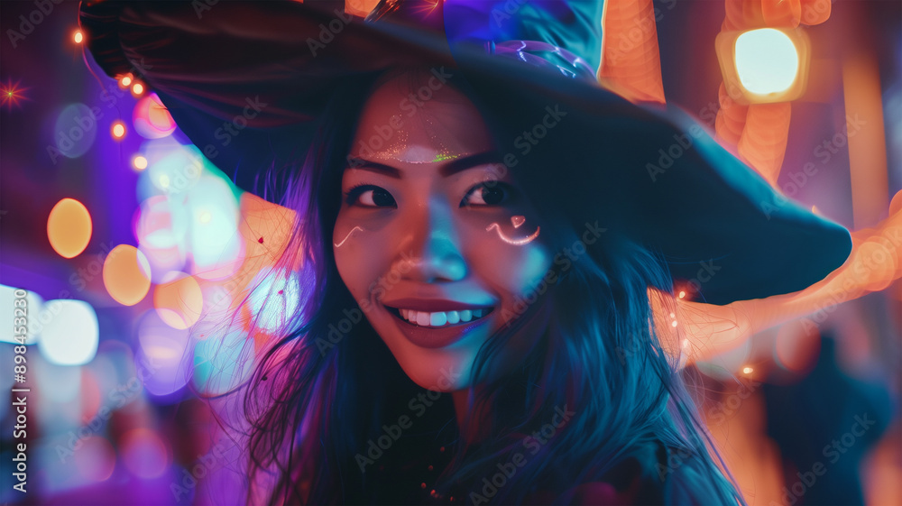 Fototapeta premium 可愛い魔女に仮装した日本人少女