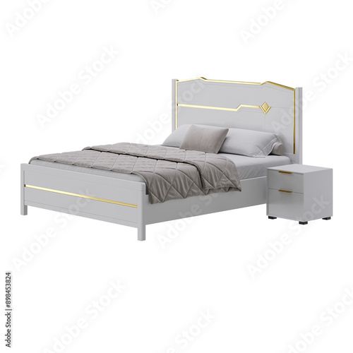 A bed, colorful design, bed, no background, different design, png, white background, isolated, abstract, 3d model.