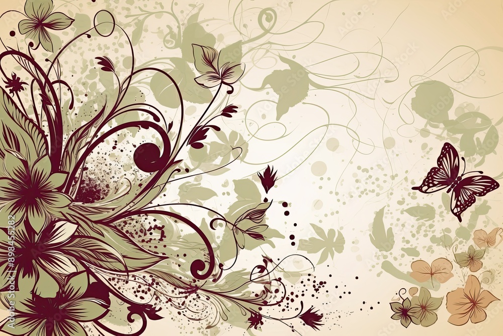 Fototapeta premium floral, flower, illustration, design, vector, pattern