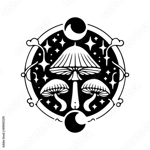 Mystical ......., Magic Celestial Silhouette Tattoo design.