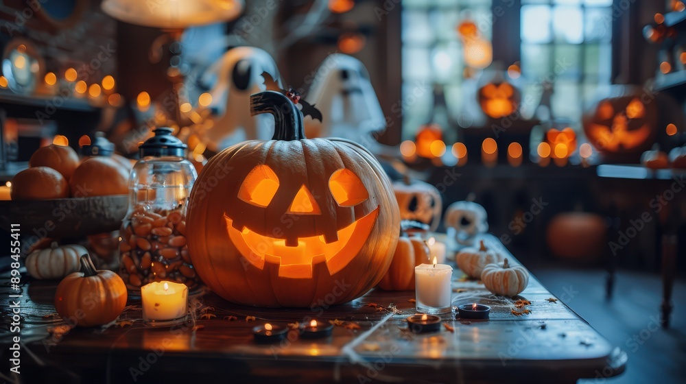 Spooky Halloween Treats Close-up With Festive Decorations and Props Spooky Halloween Treats Close-up With Festive Decorations and Props