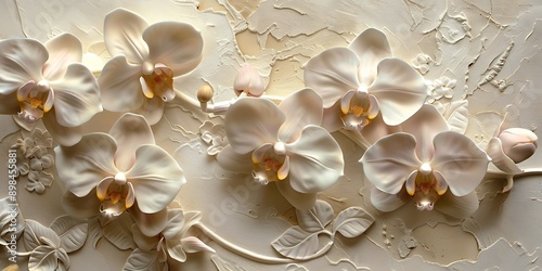 Decorative stucco wall, floral art photo