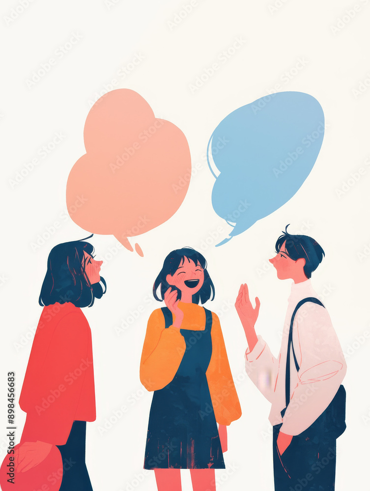 Cartoon students talking Cartoon students talking