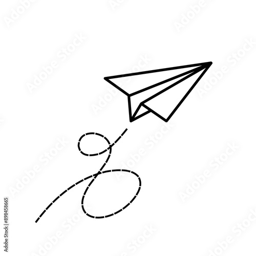 Paper plane. Outline airplane icons. Sketch origami planes for travel, fly and mail. Doodle of airplane flight. Drawing art in line style. Cartoon icons on white background. Vector.