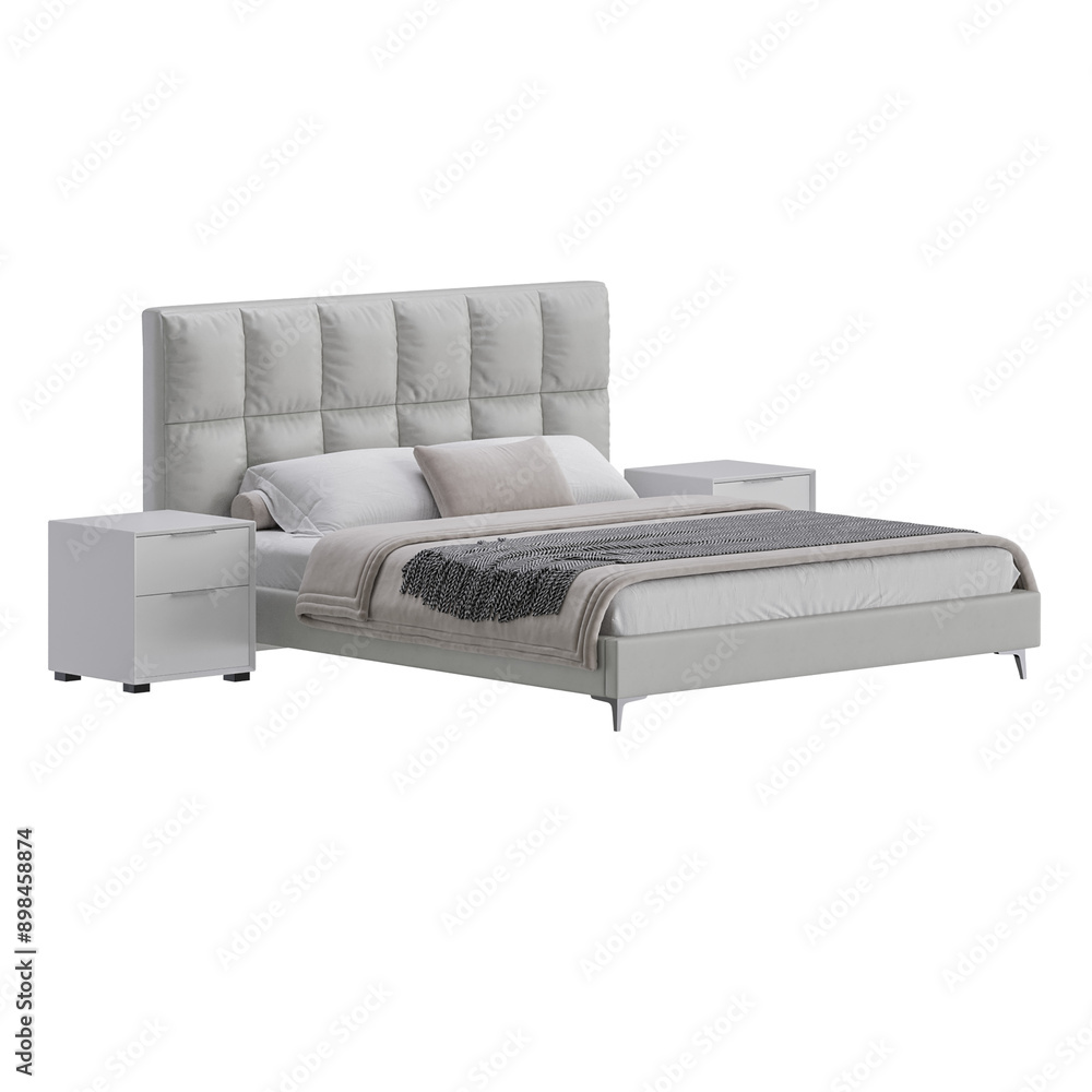 Obraz premium A bed, colorful design, bed, no background, different design, png, white background, isolated, abstract, 3d model.