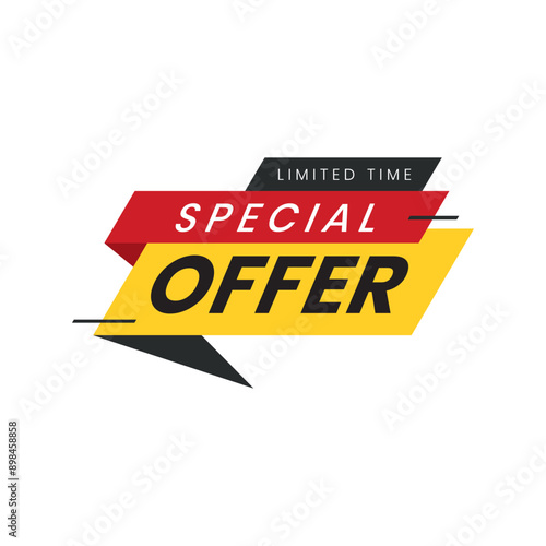 Special offer seasonal discount price tag red and black vector Banner template 