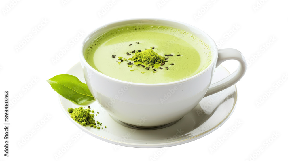 one cup of hot matcha latte isolated on transparent one cup of hot matcha latte isolated on transparent