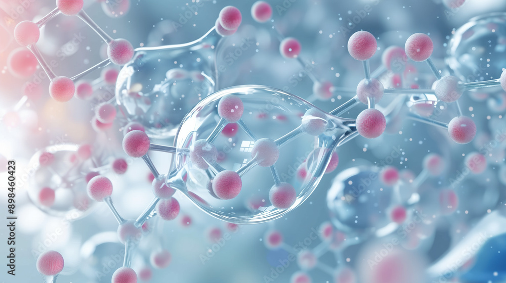 DNA Helix Background with 3D Molecular Structure of Collagen and Hyaluronic Acid DNA Helix Background with 3D Molecular Structure of Collagen and Hyaluronic Acid