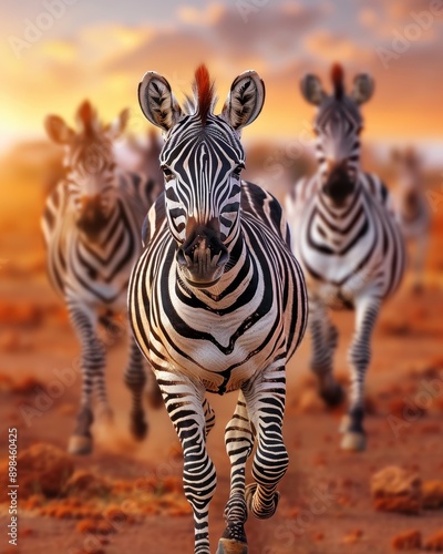 Dynamic Shot of Zebras Running Across Savannah