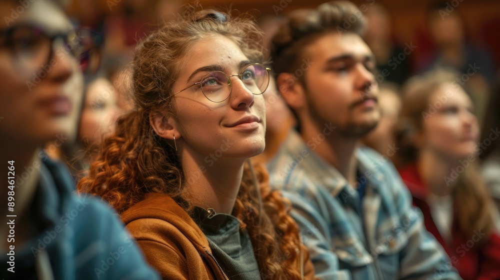 College students in the auditorium during a lecture College students in the auditorium during a lecture