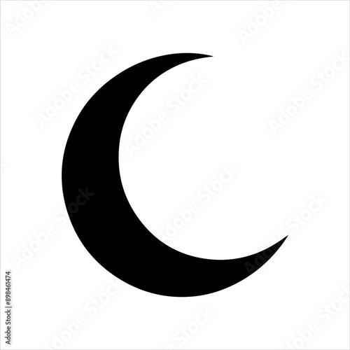 Single moon silhouette on white background. Moon icon vector sign illustration design.
