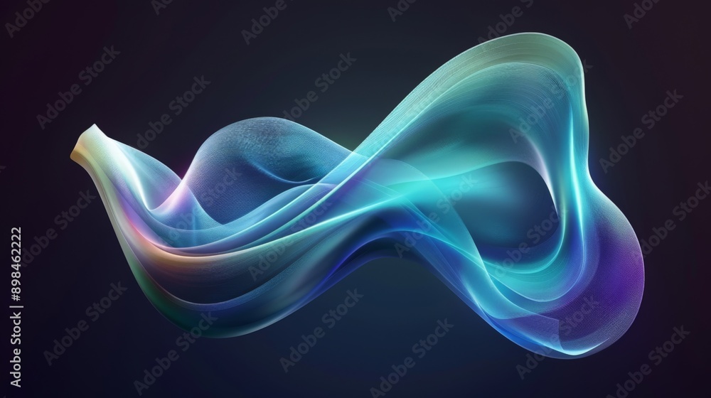 Abstract blue wavy shape flowing on dark background Abstract blue wavy shape flowing on dark background
