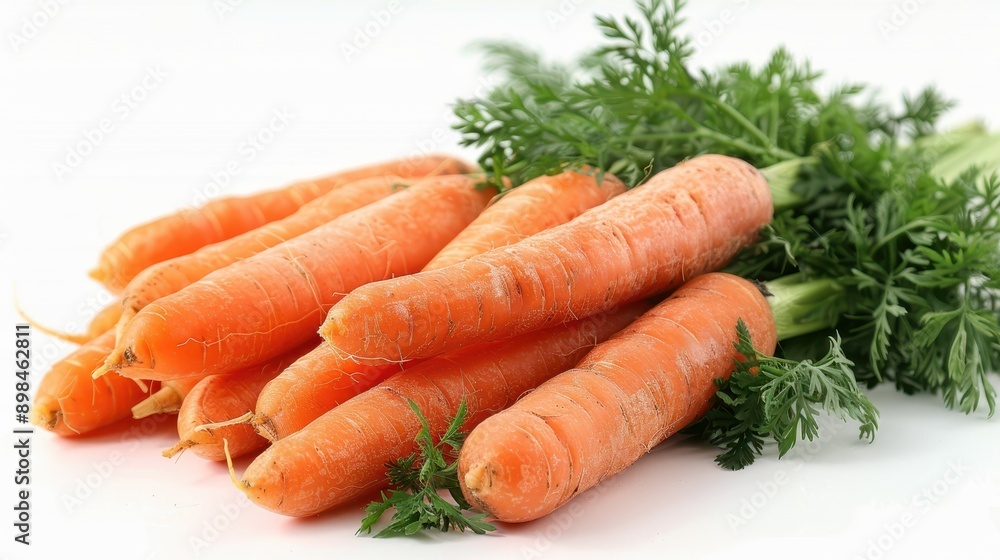 Fresh Organic Carrots with Greens Isolated on White Background Fresh Organic Carrots with Greens Isolated on White Background