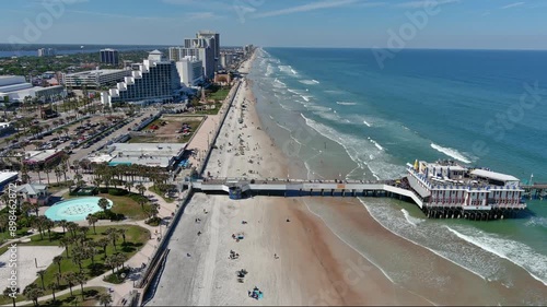 Daytona Beach Aerial Fly North on coastline