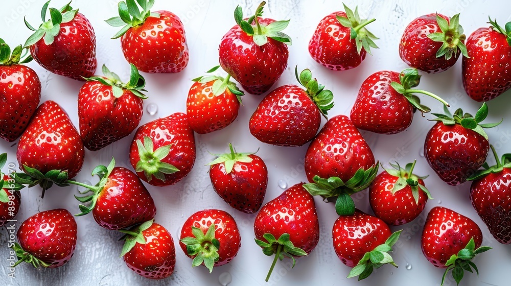 Vibrant Fresh Strawberries on White Background - Healthy Organic Red Berries Isolated for Summer Recipes and Food Concepts Vibrant Fresh Strawberries on White Background - Healthy Organic Red Berries Isolated for Summer Recipes and Food Concepts