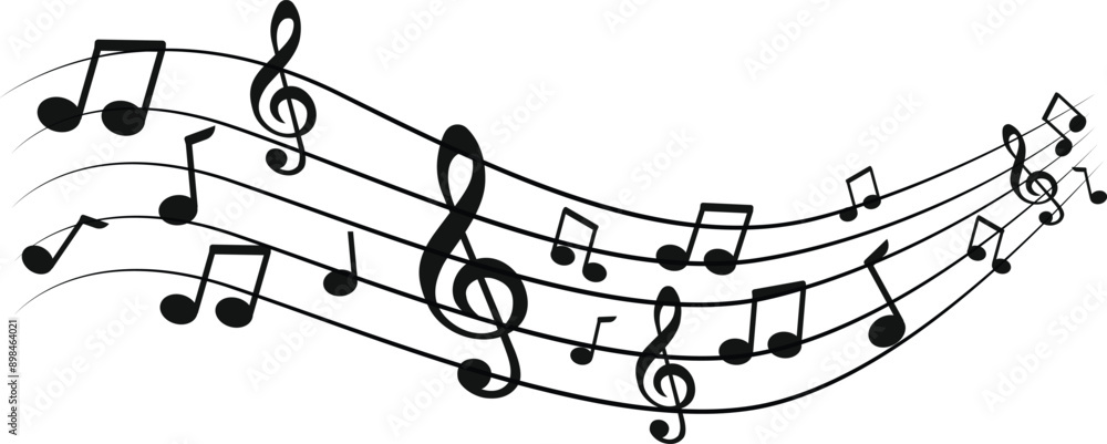 Music notes wave, Curve musical signs, sound wave line symbol, acoustic composition, Musical note, music sound, musical waves Music notes wave, Curve musical signs, sound wave line symbol, acoustic composition, Musical note, music sound, musical waves