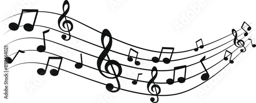 Music notes wave, Curve musical signs, sound wave line symbol, acoustic composition, Musical note, music sound, musical waves