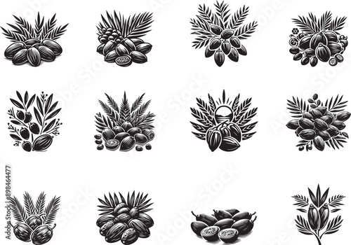 Dates Fruit Silhouette Vector Illustration