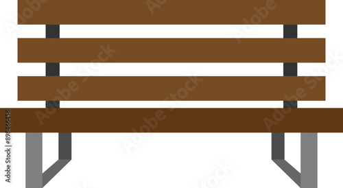 Outdoor wood bench illustration icon