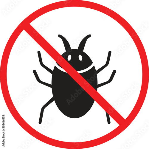 Termite Free icon, Termite Insect Prohibition Sign, Anti-termite red sign, no insect symbol red