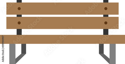 Outdoor wood bench illustration icon