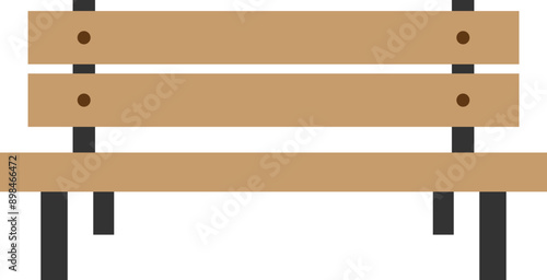 Outdoor wood bench illustration icon