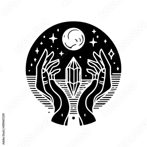 Mystical ......., Magic Celestial Silhouette Tattoo design.