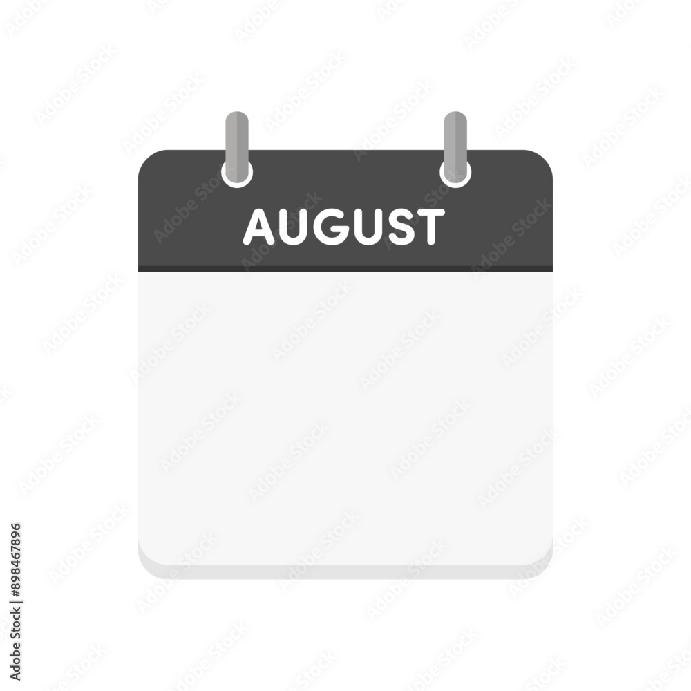 Augustの文字と日付が空白の日めくりカレンダーのアイコン - 8月の暦のテンプレート Augustの文字と日付が空白の日めくりカレンダーのアイコン - 8月の暦のテンプレート
