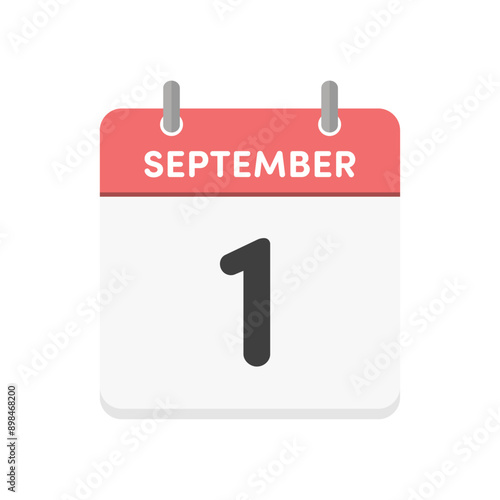 9月1日･September 1stの日めくりカレンダーのアイコン - 9/1の日付入りの暦のデザイン素材
