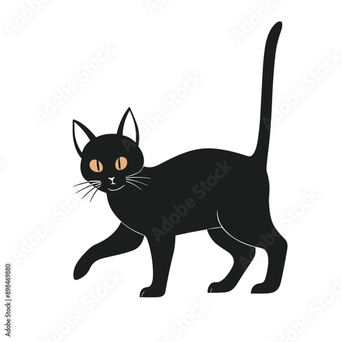 Walking Cat Silhouette Vector - Sleek and Modern Feline Clipart