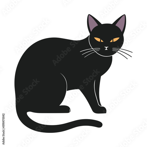 Halloween Cat Silhouette Vector - Creepy Feline Illustration