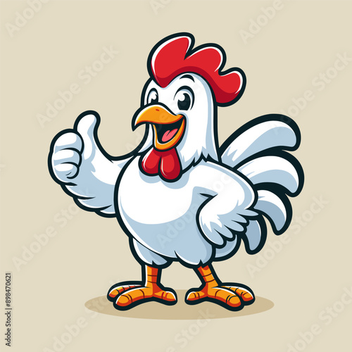 A cartoon chicken mascot logo illustration