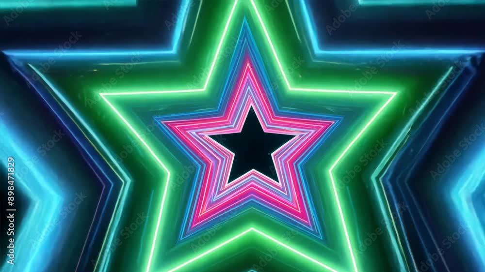 Tunnel with disco style stars,VJ Loop Glowing Disco Tunnel, Neon Star Tunnel Tunnel with disco style stars,VJ Loop Glowing Disco Tunnel, Neon Star Tunnel