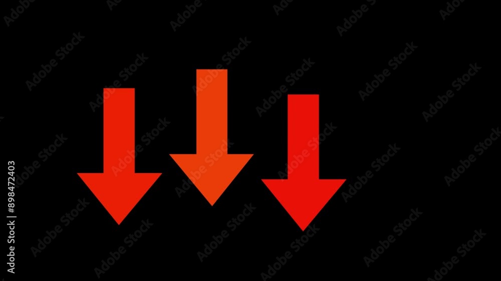 Red three down arrow, Simple illustration of red arrow, Icon red arrow direction on a black background, Red three down arrow, Simple illustration of red arrow, Icon red arrow direction on a black background,