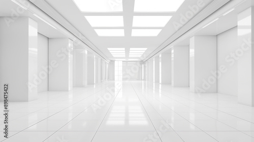 Spacious corridor with bright futuristic interior