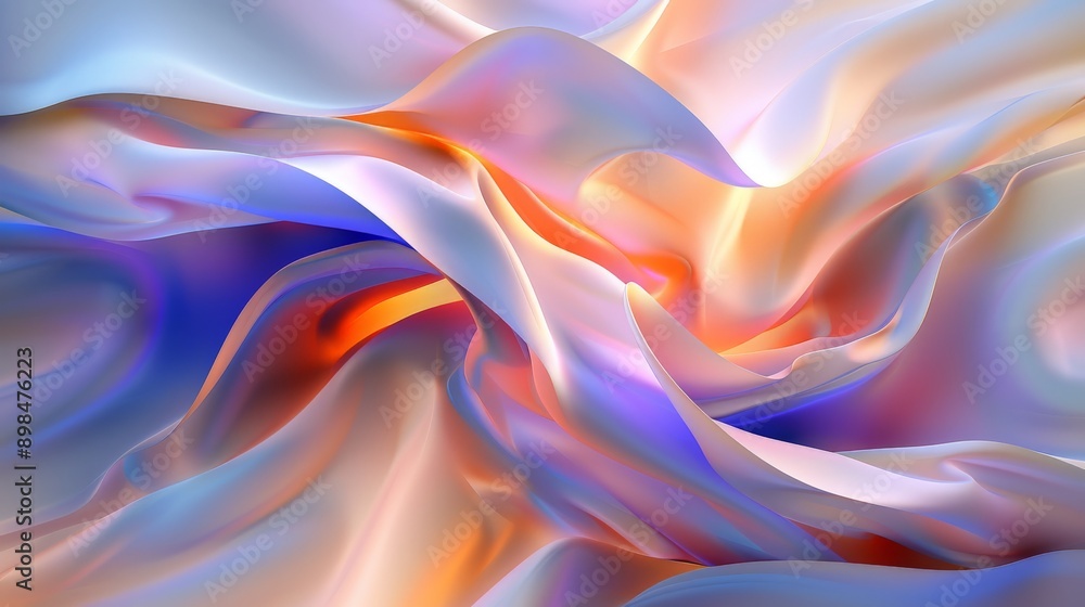 Abstract background flowing fabric with orange and blue colors Abstract background flowing fabric with orange and blue colors