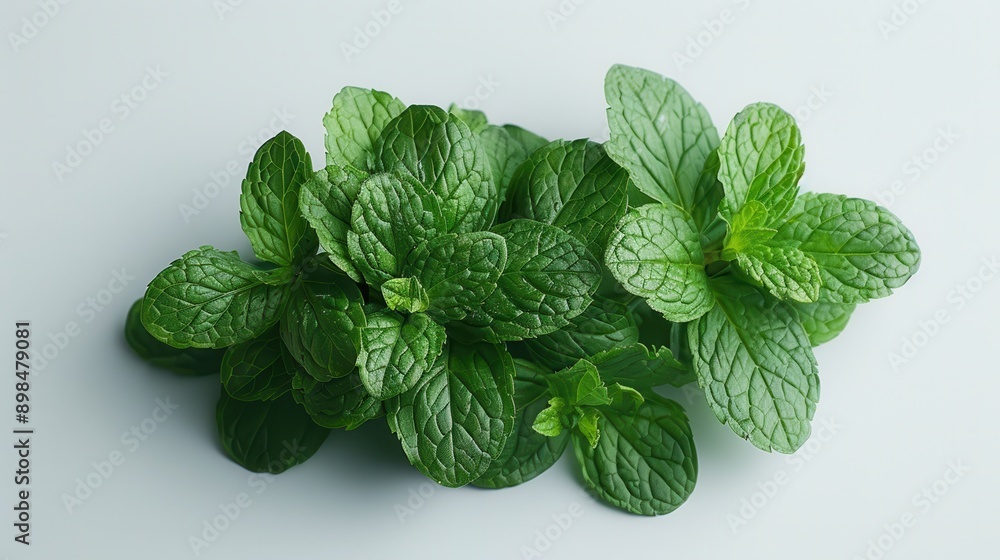 Vibrant Bunch of Fresh Mint Leaves Isolated on White Background for Culinary Concept Vibrant Bunch of Fresh Mint Leaves Isolated on White Background for Culinary Concept