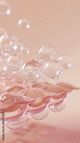 Healthy Skin with 3D Rendering of Collagen and Vitamin Molecules on Soft Background photo