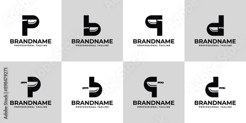 Letter B, D, P, or Q Knife Logo Set, for Butcher Shops or Restaurant Branding
