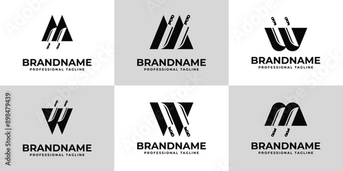 Letter M or W Knife Logo, for Butcher Shops or Restaurant Branding